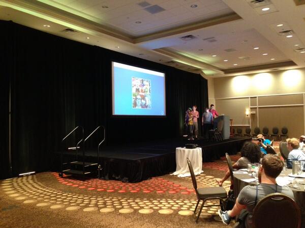 BrendanEich's tweet photo. Canadian JS stars do "ehQuery" at @jsconfus #yayquery retrospective. http://t.co/lubP4ZqaCg