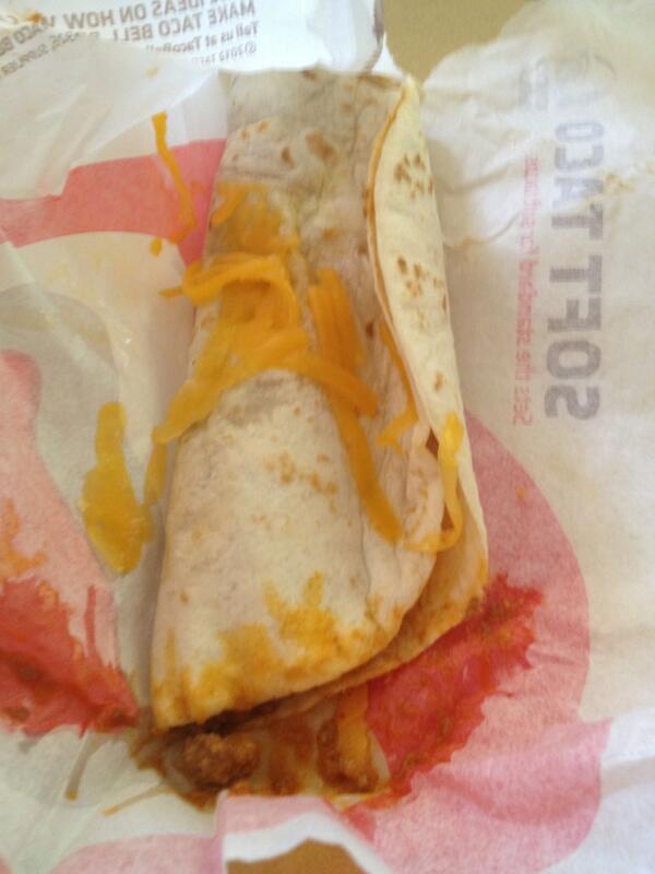 LandonTheLong's tweet image. Cheese goes inside the taco. #gradeF