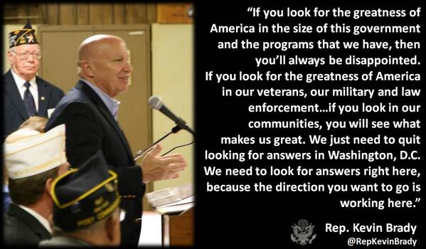 RepKevinBrady's tweet image. Where do you find the greatness of America?