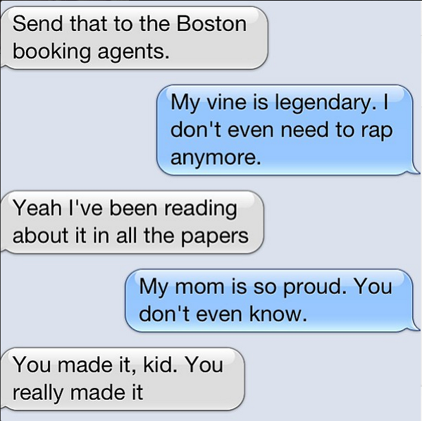 SageFrancis's tweet image. When my ex busts my balls about Vine, I've found that it's best to just go with it. #TextsFromTheEx #aka #Exts