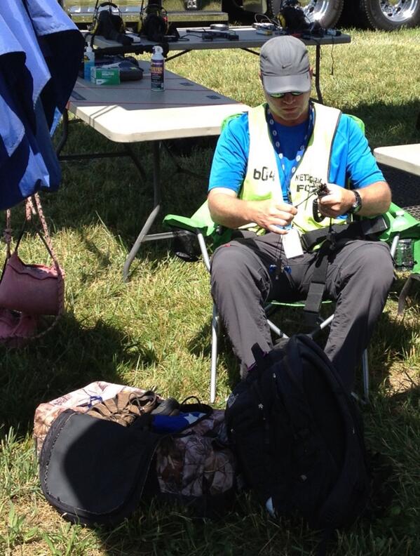 MattYocum's tweet photo. This guy has a system.  Chair. Bag 1 and 2.  He is ready for a survival coarse. #Stoley http://t.co/G0gnCFG4JO