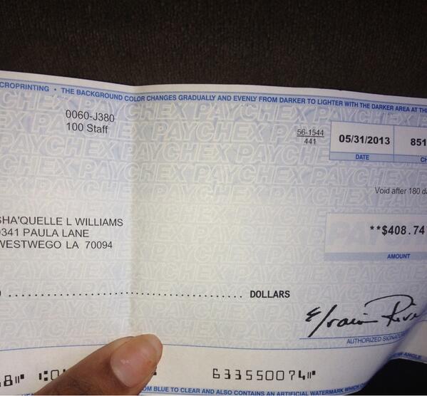 _Quelley's tweet image. My check from working with my grandma #2job