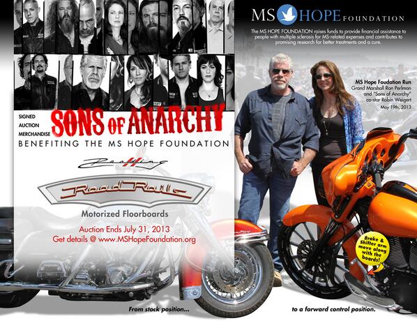 ReadingDesigns's tweet image. Coming Soon - MS Hope Foundation Auction featuring Road Rails signed by Son's of Anarchy cast! #SOA #sonsofanarchy
