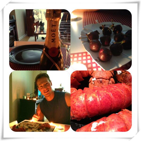 aranzlopez's tweet photo. Celebrating my baby´s new success in life!! So proud of you, love you <3 #classy #lobster #iamthebestcook @TEEGER27 http://t.co/ZpQH1AFXov