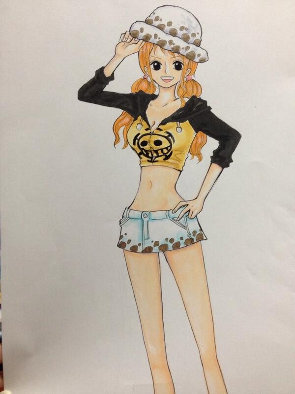 ট ইট র こむぎ One Piece絵 この前ラクガキした ローさんの服女の子ver モデルをナミさんにしてみた を修正した後色塗りもしてみたー Http T Co 9it6sevgtn