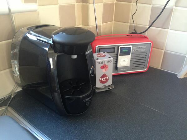#tassimo and radio in the morning, changing my life #caffinehigh