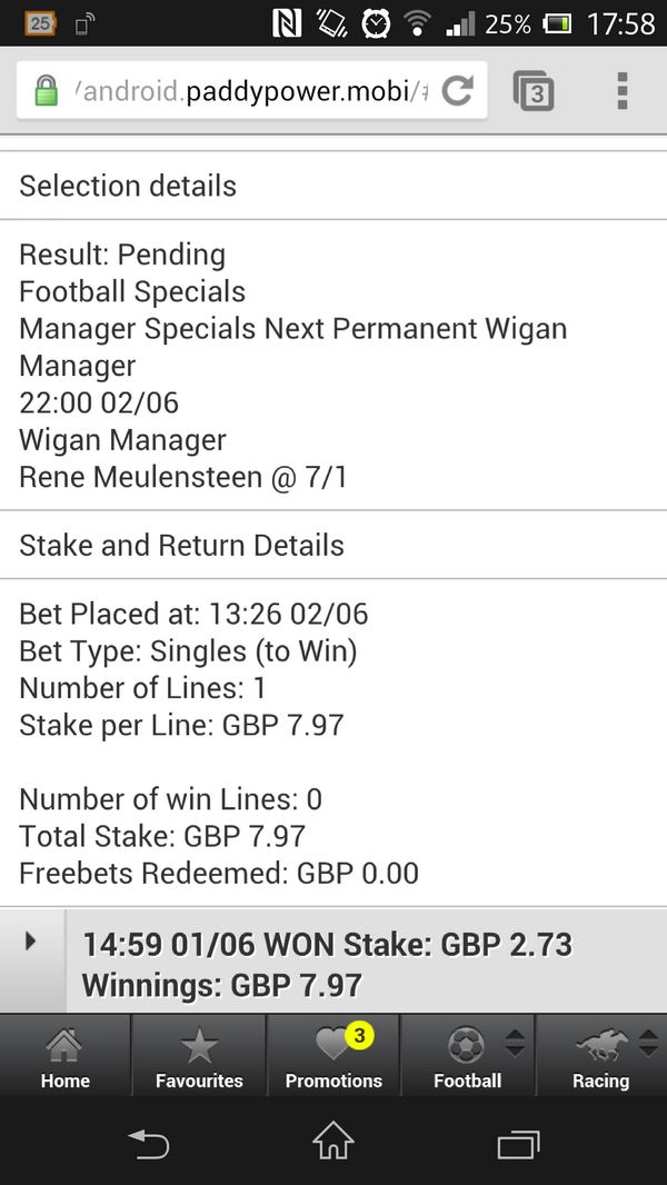 Gorey81's tweet image. Put this on this morning at 7/1, now it's 11/4 #wafc #nextmanager