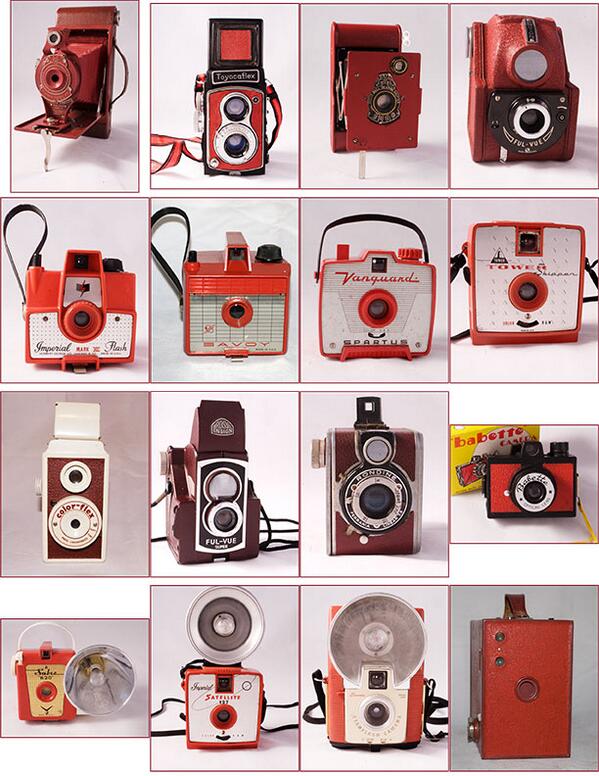 Saucy_Images's tweet photo. Objects of my obsession...vintage red camera collection. http://t.co/TvxNbDjqbx