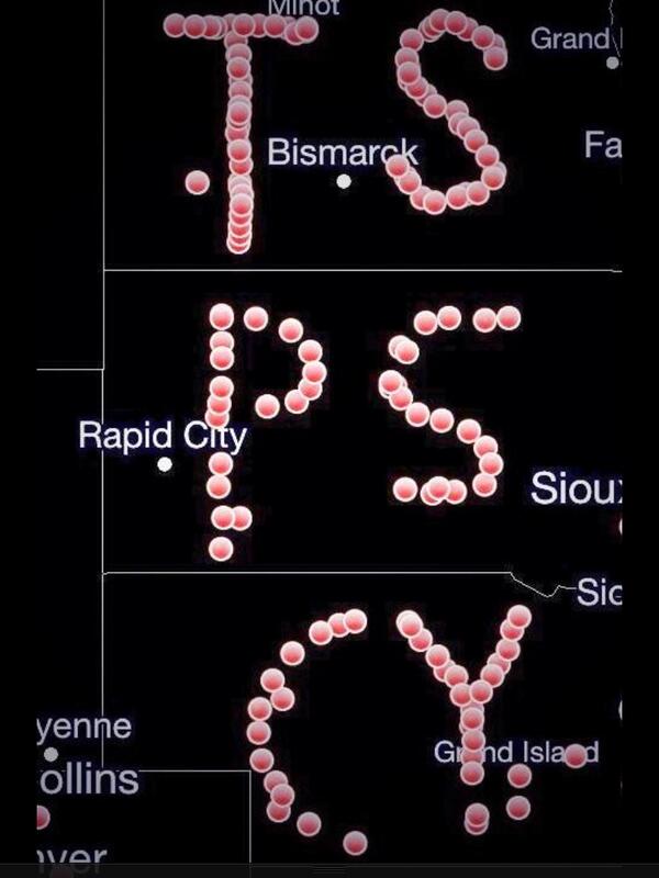 mikebettes's tweet image. Love how the chaser community is paying tribute to Tim, Paul, &amp;amp; Carl. Initials from chaser beacons. #twistex