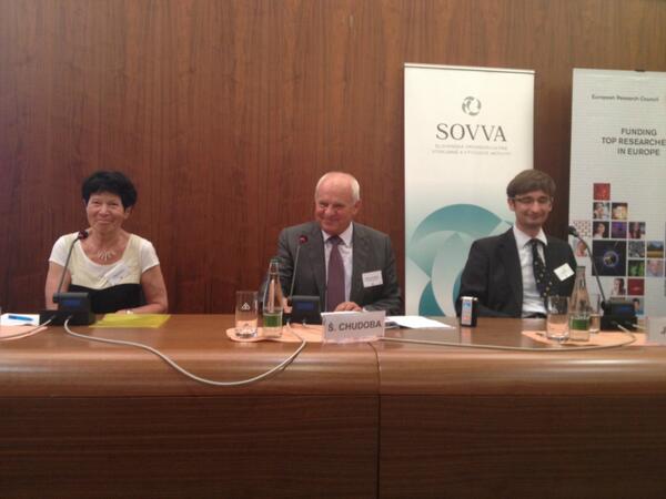 ERC_Research's tweet photo. #ERC President H. Nowotny, SK Research State Secretary S. Chudoba &amp; #ERC grantee J. Tkác at press conf in Bratislava http://t.co/0wabsV26or