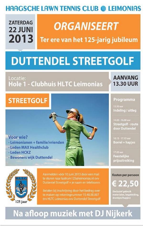 Zaterdagmiddag 22 juni spelen we vanaf Leimonias het unieke streetgolf! En jij kan ook mee doen. Schrijf je nu in!