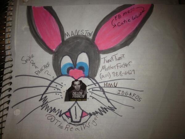 TheRealKriger's tweet photo. @DILLONFRANCIS Outright owned @mansion_miami! Hope you liked our bunny, hes a big fan but has quite the stuffy nose. http://t.co/h4UkuIEYka