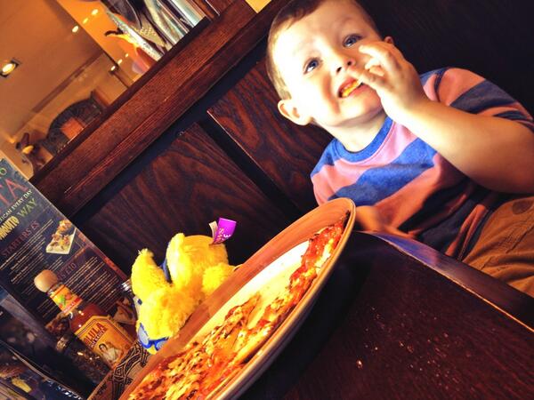 AffariBen's tweet image. Little man tucking into his pizza  @TheChiquito #nottingham