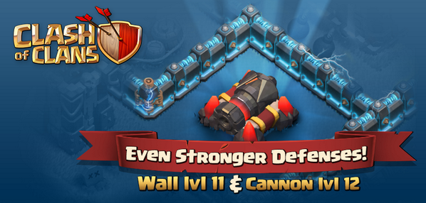 ClashofClans's tweet photo. Chief, get the Cannon lvl 12 for epic firepower and make your village perimeter near-impenetrable with lvl 11 Walls!! http://t.co/JshLRTSt4i