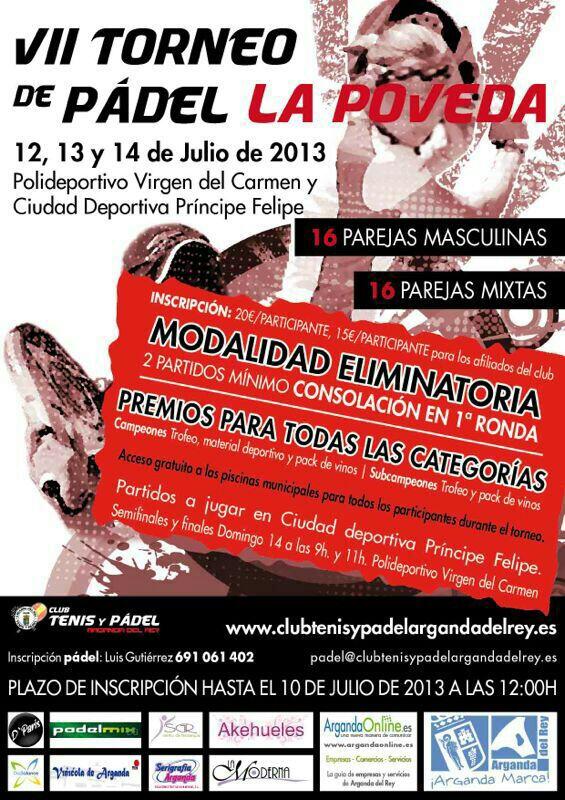 Abierto el plazo de inscripcion para el VII Torneo de padel de La Poveda