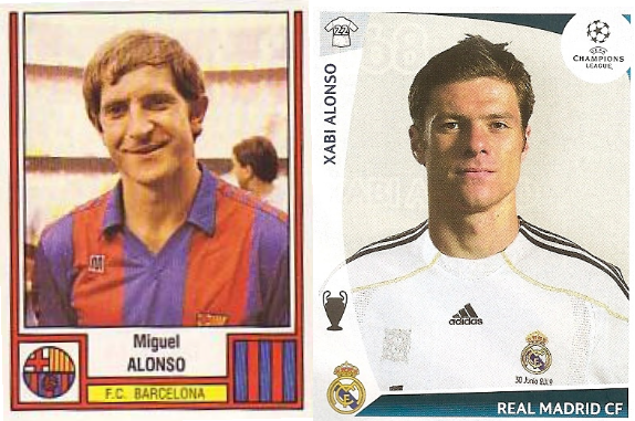 Old School Panini on Twitter: "Miguel ALONSO - FC Barcelona &amp; his son Xabi ALONSO - Real Madrid http://t.co/fKI6n6v9K0" / Twitter