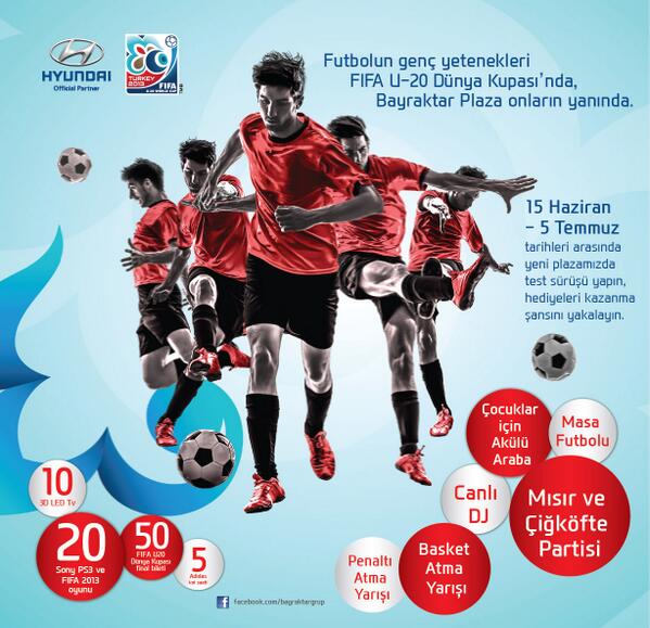 BayraktarGrup's tweet photo. 15 Haziran-5 Temmuz tarihlerinde Test Sürüşü yapın, Hediyeleri kazanma şansını yakalayın. @U20DK2013 @HyundaiClubTR http://t.co/dau8VwM7Cb