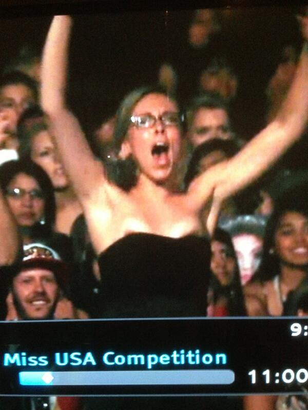 I think the family of Miss MA is so excited her dress fell off. Go nipples! #missusa I think the family of Miss MA is so excited her dress fell off. Go nipples! #missusa