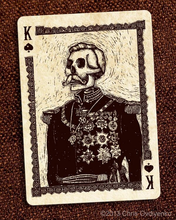 adriaovdiyenko's tweet photo. King of Spades-Calaveras http://t.co/6Mget3Y5oI #calaveras #dayofthedead #kickstarter #playingcards #posada #bicycle http://t.co/DE0qtEek9Q