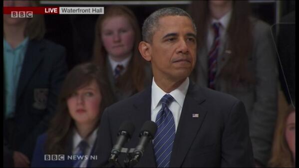 #Obama tells #Belfast's Waterfront Hall that the younger generation are now living in a 'modern Northern Ireland'.