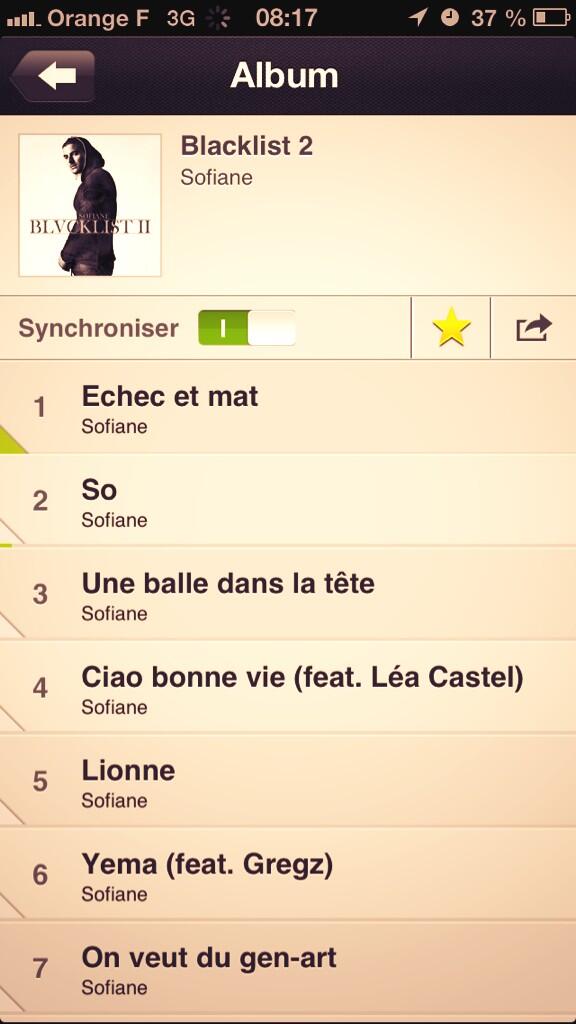 Ohraielhy's tweet photo. #Blacklist2  est à moi ;-) j'vais écouter ça toute la@matinee !! Merciii @SofianeINM http://t.co/CNOD9LiGdp