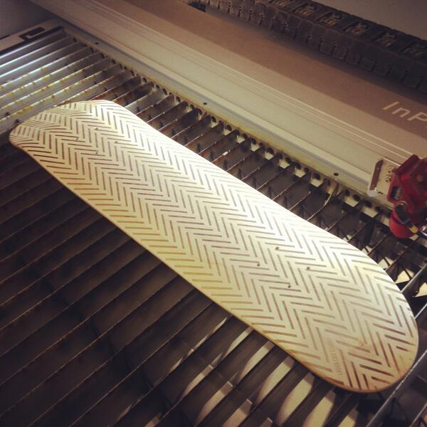 lasercutstudio's tweet image. Our first full nose to tail laser engraved skateboard deck.