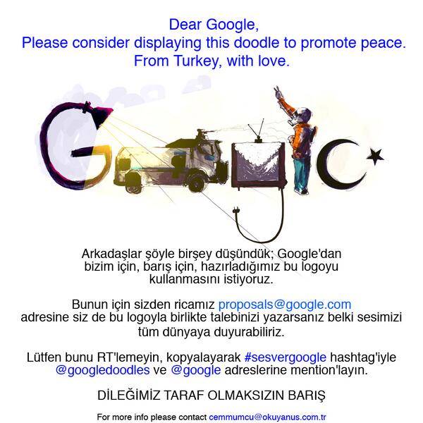 lütfen yayalım. taraf olmaksızın barış beklentimiz tüm dünyaca duyulsun diye @googledoodles @google #sesvergoogle