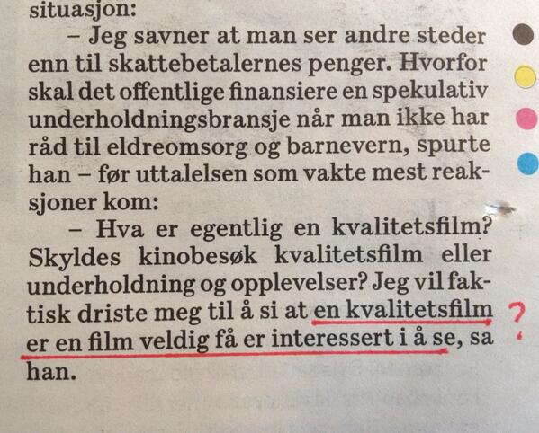 HadiaTajik's tweet photo. Carl I Hagen om kvalitetsfilm hjå #dagsavisen i dag: http://t.co/SDEFhciAUy