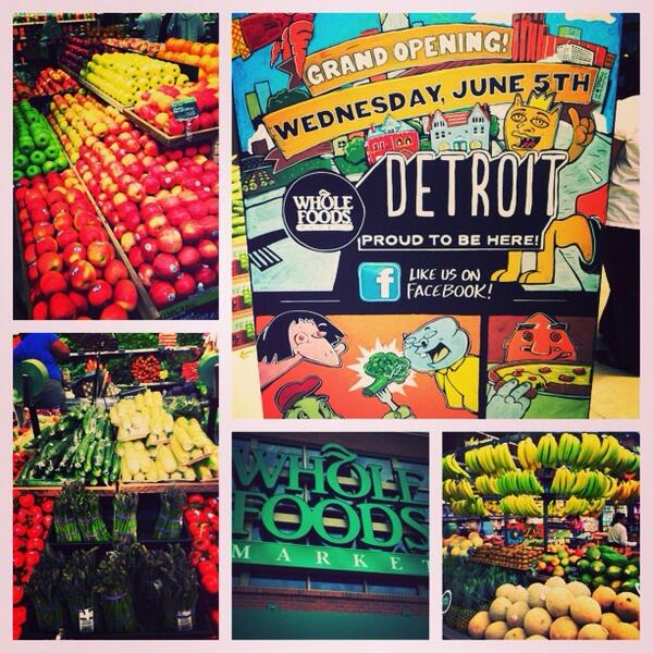 Melanie_Kohn's tweet photo. Come check out @wholefoodsmarket in Detroit! #openingday #localfreshproduce #opportunitydetroit http://t.co/9VaJHt6jZx