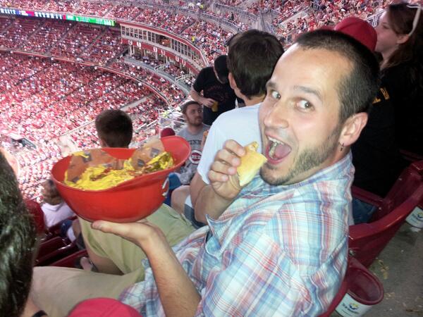 w_chap's tweet photo. Getting fat @Reds game http://t.co/JiM1hyGPKY