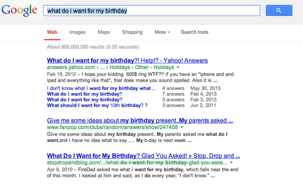 googlehelp_'s tweet photo. Google will know what I want for my birthday! #excited #birthday #presents http://t.co/zh7fcHiybv