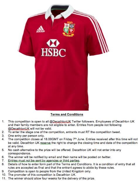 DecathlonUK's tweet image. RT &amp;amp; follow @DecathlonUK for your chance to #win a #lions shirt! #Comp ends 6pm 7/6/13. T&amp;amp;Cs here: