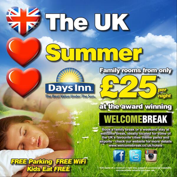 MotorwayHotels's tweet photo. Any plans this weekend ? 
DAYS INN 28 locations at @welcomebreak 
Rooms from £25 a night http://t.co/lreYNB5D8w http://t.co/WYmkzB3TOq