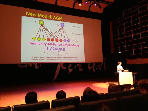 estebanmoro's tweet image. Jure Leskovec @jure talks about Community Detection Algorithms in bipartite membership graphs #netsci13