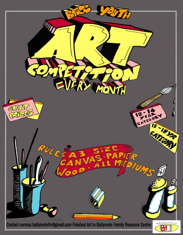 BallymoteFRC's tweet photo. We're running a Youth Art Competition here every month for the Summer so if you're between 12 and 18 years get paint http://t.co/z0xnC4vu4s