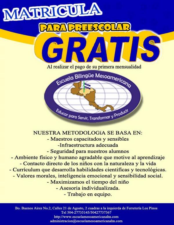 escuelamesoamer's tweet photo. Matricula gratis al realizar el pago de la primera mensualidad
Ver la promoción en la imagen adjunta
Saludos! http://t.co/65BE6ck0Yl