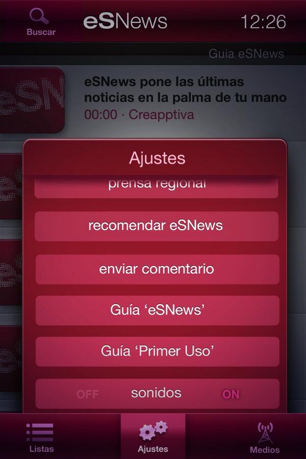 Si te está gustando #eSNews recomiéndala a tus amigos, ¡hoy es #gratis! Tienes este botón en el panel ajustes: