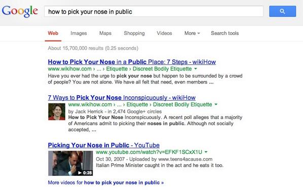 googlehelp_'s tweet photo. How to pick your nose in public #ThingsIwillTeachMyChild
http://t.co/bNIEkrtvOP http://t.co/HLadgZzYiv