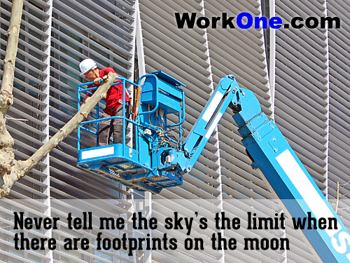 WorkOneCom's tweet image. Never tell me the sky is the limit when there are footprints on the moon.