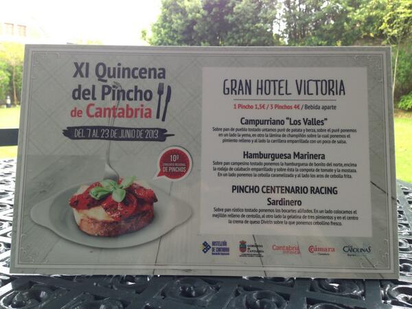 GHVictoria's tweet photo. De #pinchos en el #granhotelvictoria #santander #sardinero http://t.co/XNlpFvdfcK