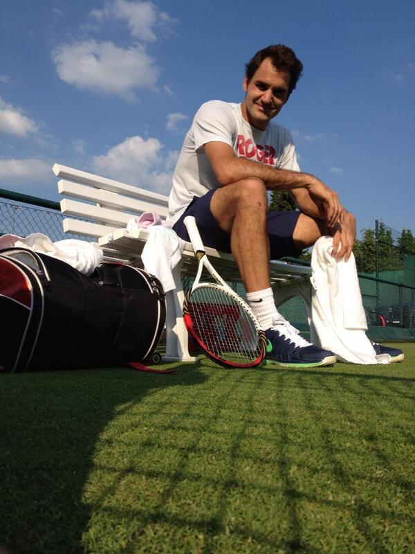 rogerfederer's tweet image. Just finished my first hit here in Halle, tired but happy!