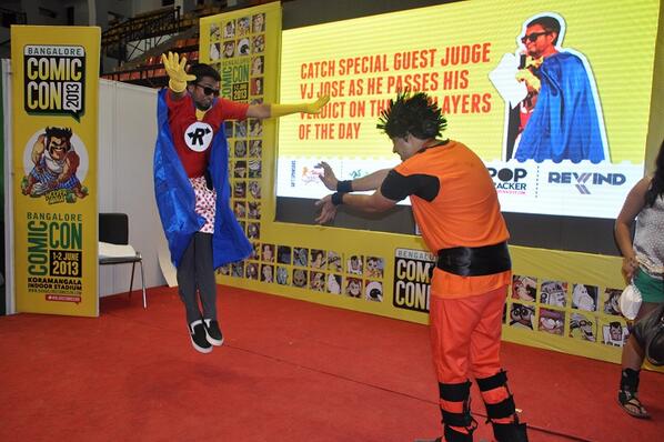 redbullindia's tweet photo. Can you guess which superhero is duelling with the #ReplacementMan here? #BloreComicCon http://t.co/Heb7eRTQjU http://t.co/ONyjumZJPR