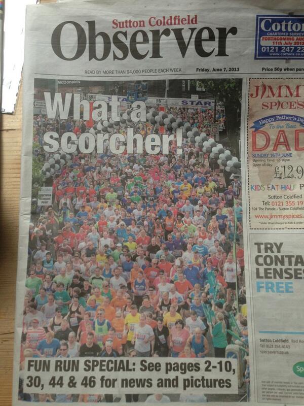 EmilyWightman4's tweet image. I'm famous!! Front page of The Observer, yeahhh! #greatmidlandsfunrun