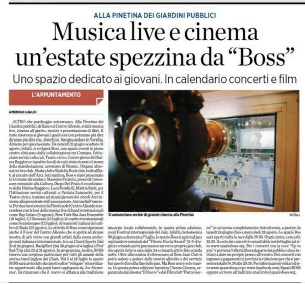 #Spezia #eventi Il Secolo XIX di ieri su BOSS.