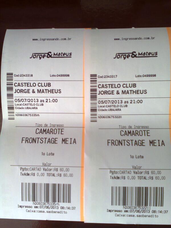 DenisRodriguesC's tweet photo. ingressos comprados, agora é só aguardar o show!!! dia 23/07... http://t.co/AGXPaNKcbX