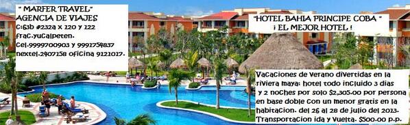 LadyRdzC's tweet photo. "Marfer Travel " calle 63b #232a x 120 y 122 frac.yucalpeten. tels.9991754837 y 9999700903 nextel 2407158. http://t.co/uveqljd9BC