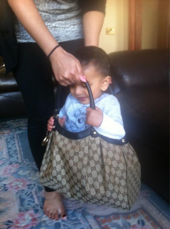 My bub has so much #swag #gucci #babybag