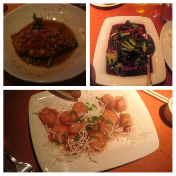 P.F. Changs. Best Chinese restaurant I've ever been too. Birthday Dinner! #chinese#salmon#beef#broccoli#crispyshrimp