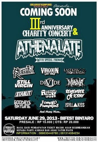 Brenk_Roni's tweet photo. 29 june at bifest bintaro anniv &amp; charityconcert @athenalate bersama temen2 band yg lain meramaikan acara tsb http://t.co/3D8elf0NwJ