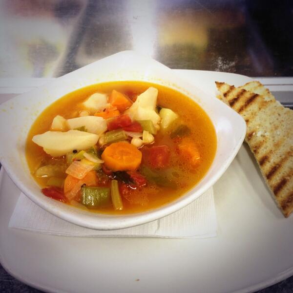 SPECIAL - home made soupa fasolatha (bean &amp; vegetable soup) served with bread @ R35